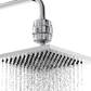Aqua Earth Vitamin C shower filter connected to square rainfall shower head in action