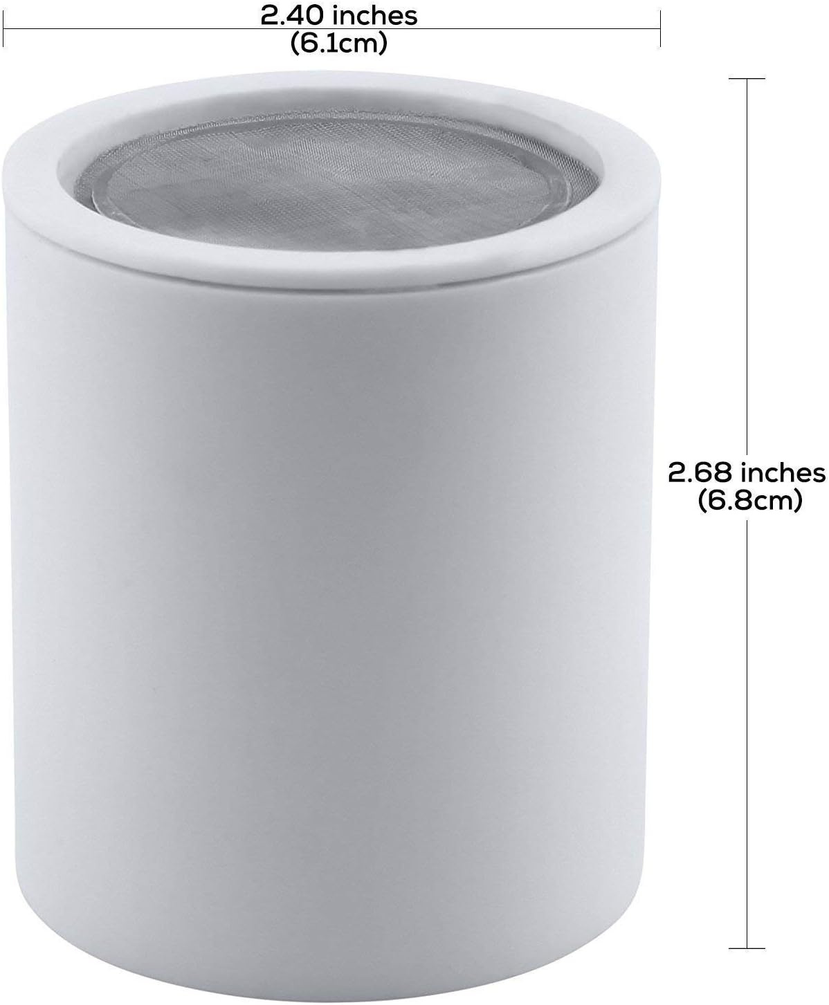Dimensions of Aqua Earth shower filter replacement cartridge showing height and width in inches
