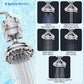 Aqua Earth chrome shower head with 5 spray modes including rain, massage, mist, and combinations