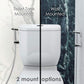 Two installation options for Aqua Earth bidet sprayer: toilet tank mount and wall mount